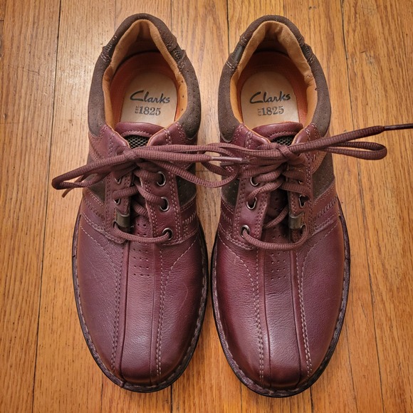 Clarks Unstructured Leather Lace Up Oxford Shoes Brown 7.5M Unbend y2k Retro main image 7